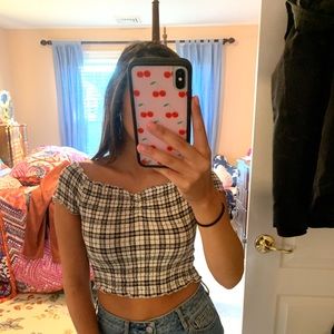 Black & White Plaid Crop Top